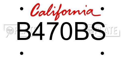 B470BS California License Plate
