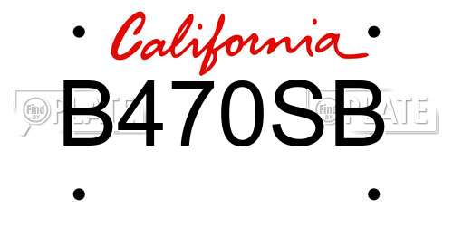 B470SB California License Plate