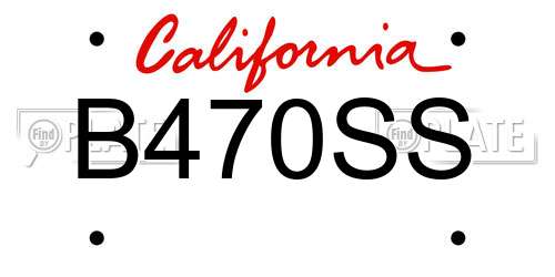 B470SS California License Plate