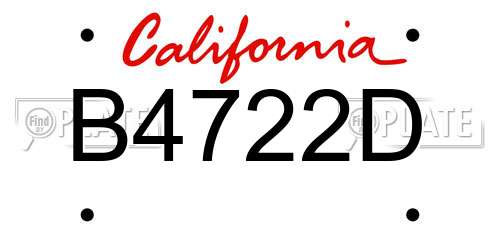 B4722D California License Plate