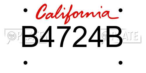 B4724B California License Plate