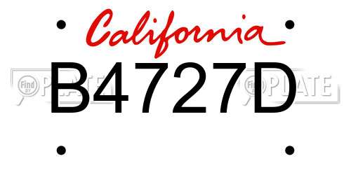 B4727D California License Plate