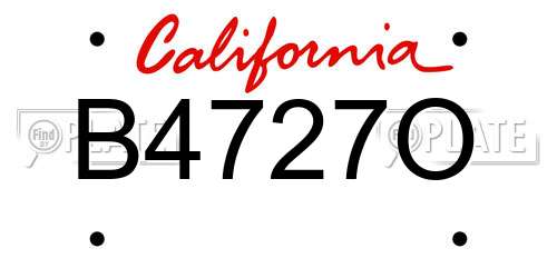 B4727O California License Plate