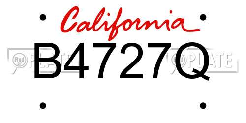 B4727Q California License Plate