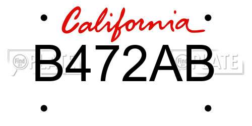 B472AB California License Plate