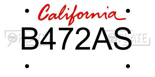 B472AS California License Plate
