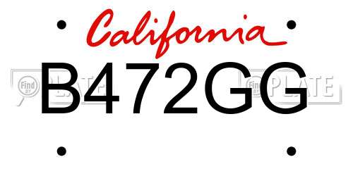 B472GG California License Plate