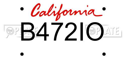 B472IO California License Plate