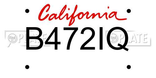 B472IQ California License Plate