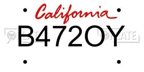 B472OY California License Plate