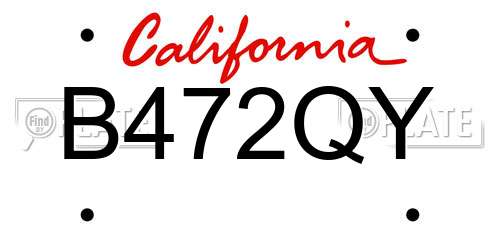 B472QY California License Plate