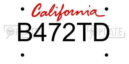 B472TD California License Plate