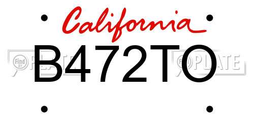 B472TO California License Plate