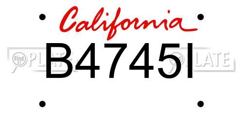 B4745I California License Plate
