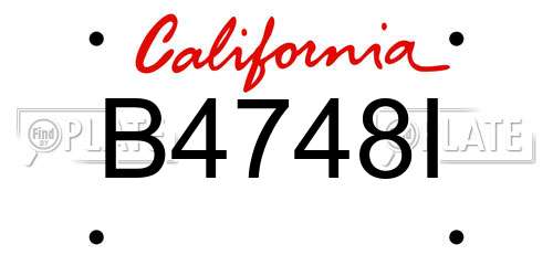 B4748I California License Plate