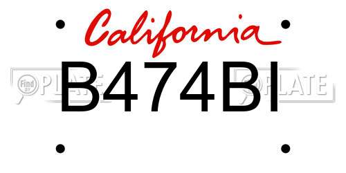 B474BI California License Plate