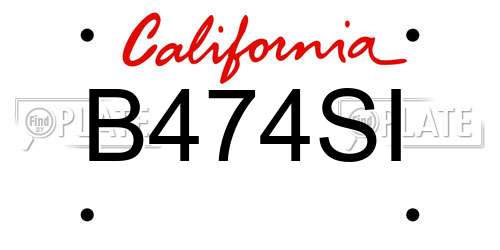 B474SI California License Plate
