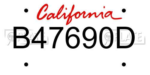 B47690D California License Plate