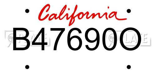 B47690O California License Plate