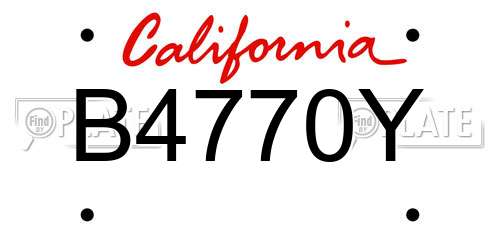 B4770Y California License Plate