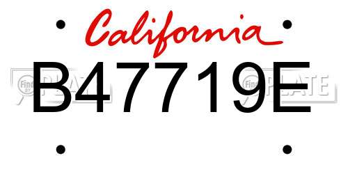 B47719E California License Plate