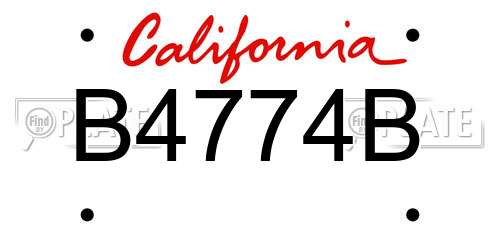 B4774B California License Plate