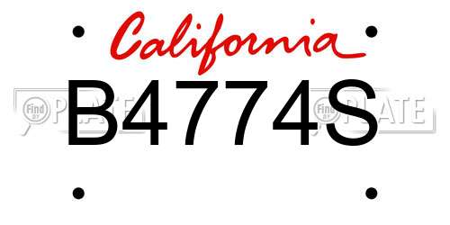 B4774S California License Plate