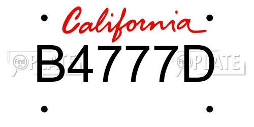 B4777D California License Plate