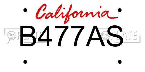 B477AS California License Plate