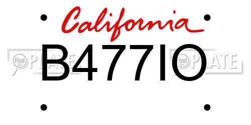 B477IO California License Plate