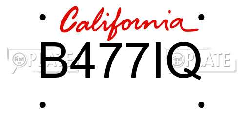 B477IQ California License Plate