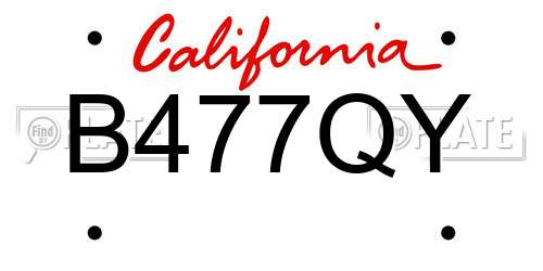 B477QY California License Plate