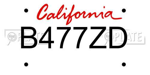 B477ZD California License Plate