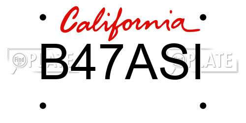 B47ASI California License Plate