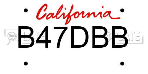 B47DBB California License Plate