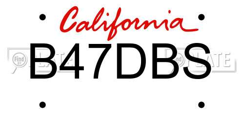 B47DBS California License Plate