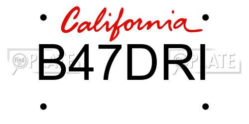 B47DRI California License Plate