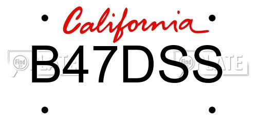 B47DSS California License Plate