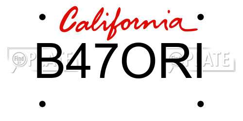 B47ORI California License Plate