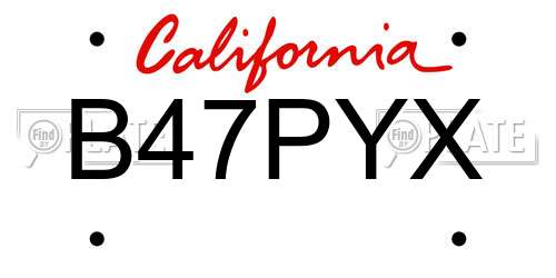 B47PYX California License Plate