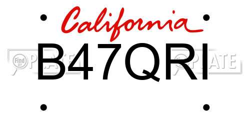 B47QRI California License Plate