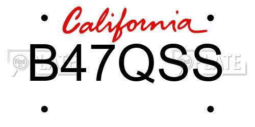 B47QSS California License Plate