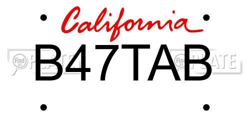 B47TAB California License Plate
