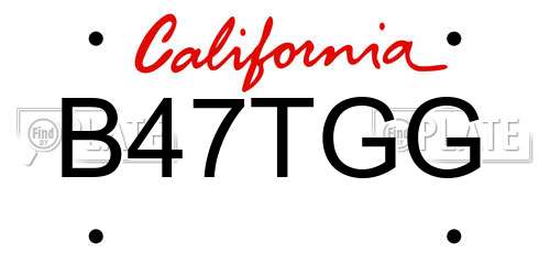B47TGG California License Plate