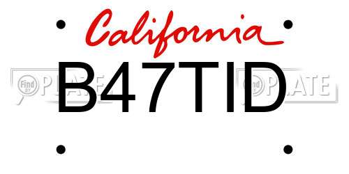 B47TID California License Plate