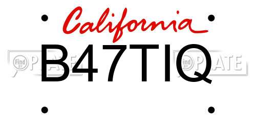 B47TIQ California License Plate