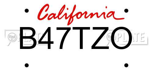 B47TZO California License Plate