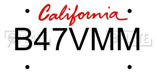 B47VMM California License Plate