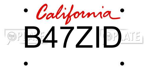 B47ZID California License Plate