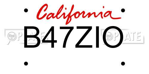 B47ZIO California License Plate